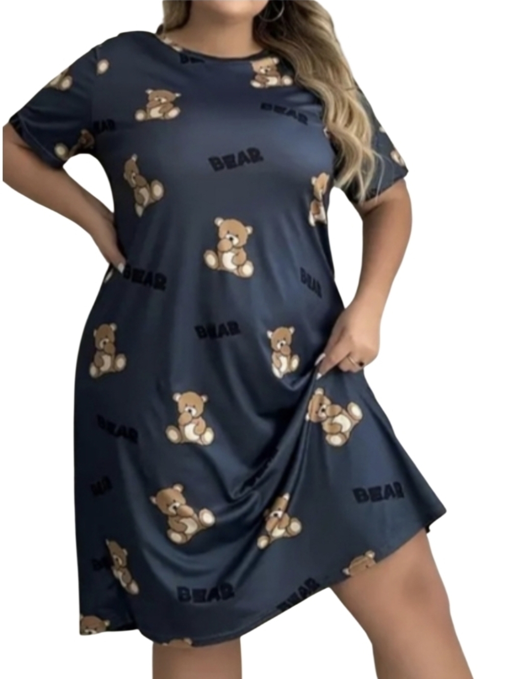 #6068  Women's plus size nightdress bear print